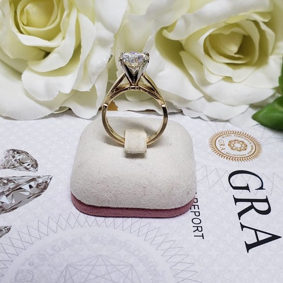 14K Solid  Yellow and White Gold 3 Carats Moissanite Engagement Ring D- FL - Picture 4 of 11